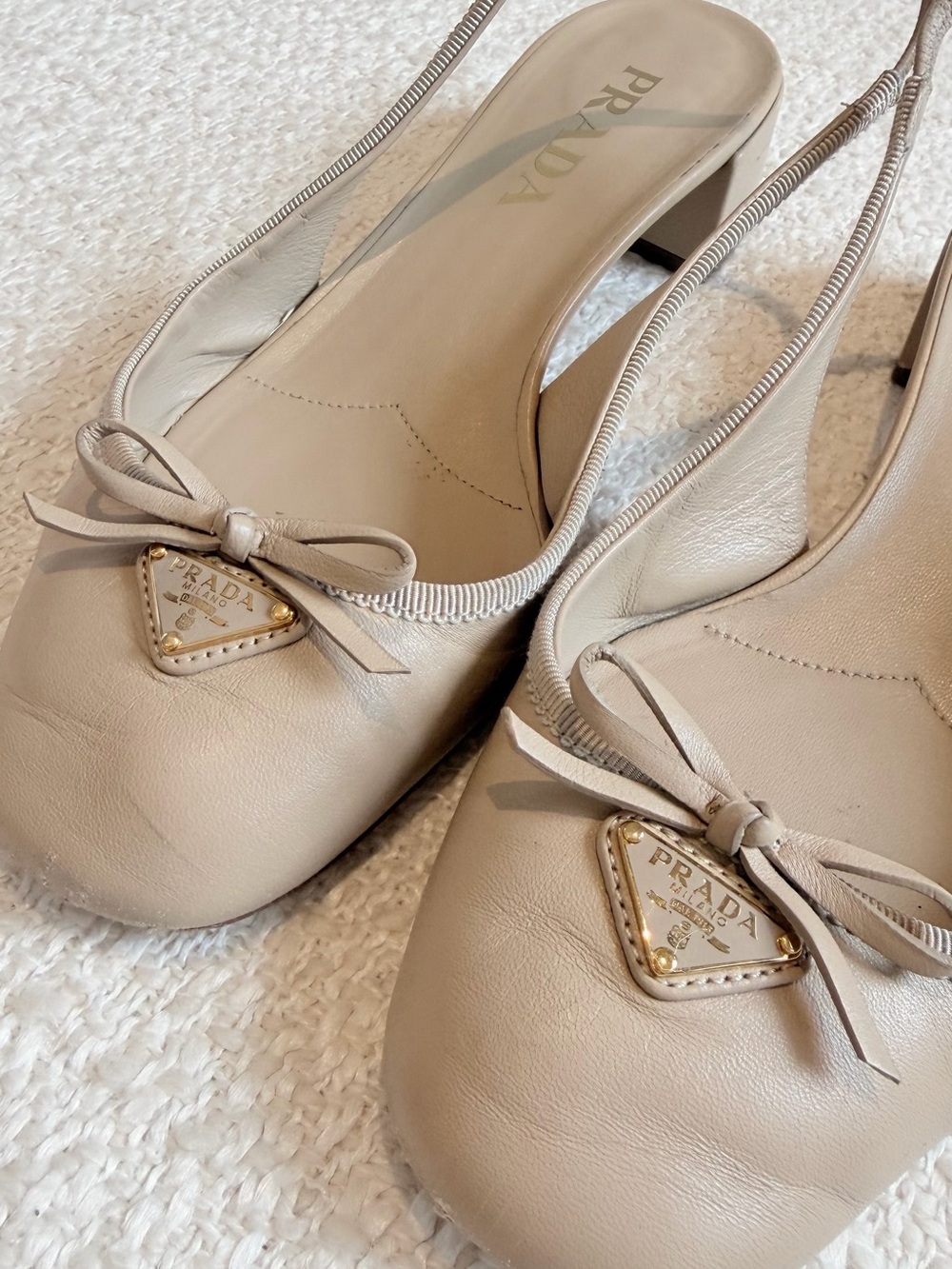 Prada Leather Slingback Pumps – Beige | Size EU 37 / US Women’s 7 | Authentic - Picture 3 of 9